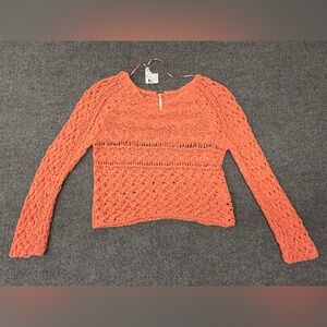Free People Cropped Marigold Crochet Sweater